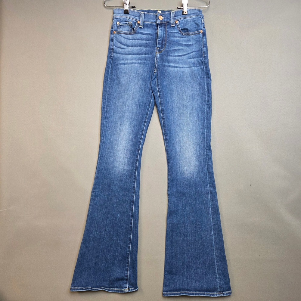 7 For All Mankind Jeans Women's Flare Leg Mid Rise Blue Denim 26